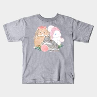 Baileysean claude watercolor rabbit _ bunniesmee Kids T-Shirt